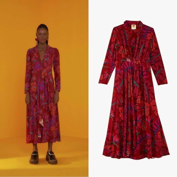 FARM RIO Delicate Leaves Maxi Dress - Picture 1 of 12
